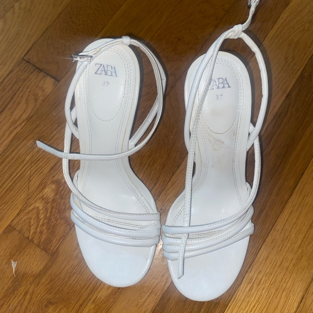 Zara Elegant White Strappy Heels